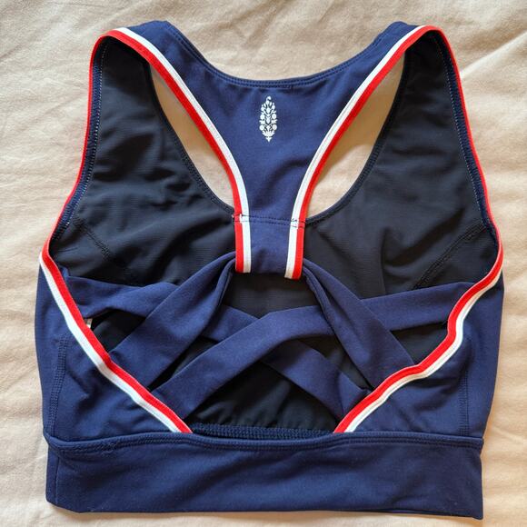 Free People Movement Active Sports Bra Crop Top - Navy and Red - xs - Picture 5 of 5